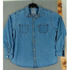 Vtg Levi's Two Horse Brand Selvedge‎ Denim Shirt Mens XXL Blue Western Cowboy